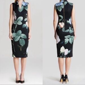 TED BAKER LONDON black floral dress - TB size 4/ US10 - perfect condition